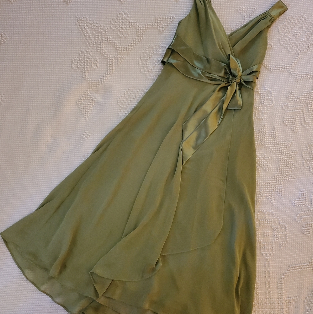 Evan-Picone green wrap-style dress, size 2P